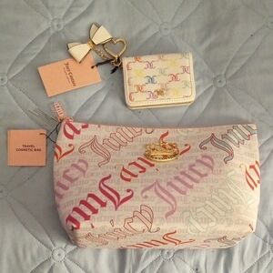 Juicy Couture Pink and Gold Cosmetic Bag Set